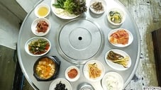 Bone-In Pork Ribs Galbi and a Cluster of Side Dishes of Seoul, South Korea