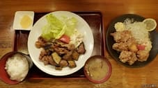Meat and Eggplant Stir-Fried in Soy Sauce and Chicken Karaage of Minami-Nagasaki, Toshima Ward, Tokyo