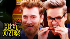 Rhett & Link Hiccup Uncontrollably While Eating Spicy Wings